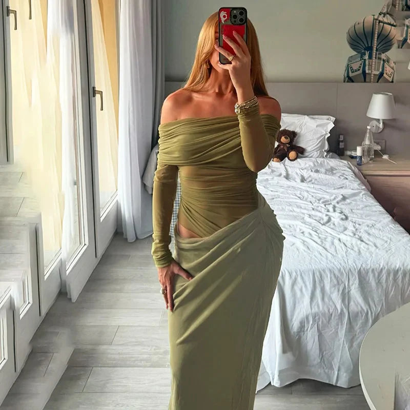 Jalessi | One-Shoulder-Mesh-Kleid