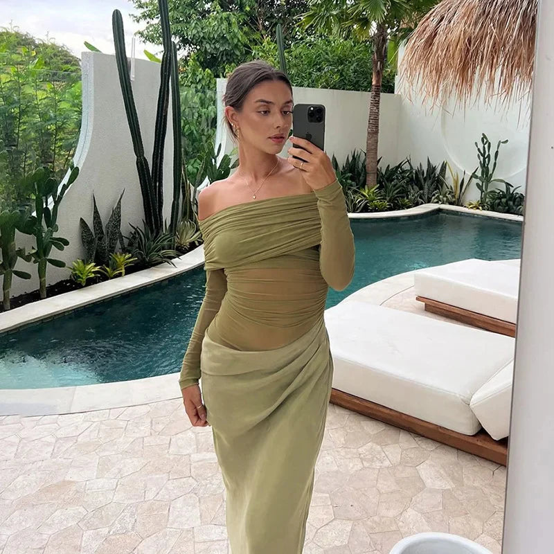Jalessi | One-Shoulder-Mesh-Kleid