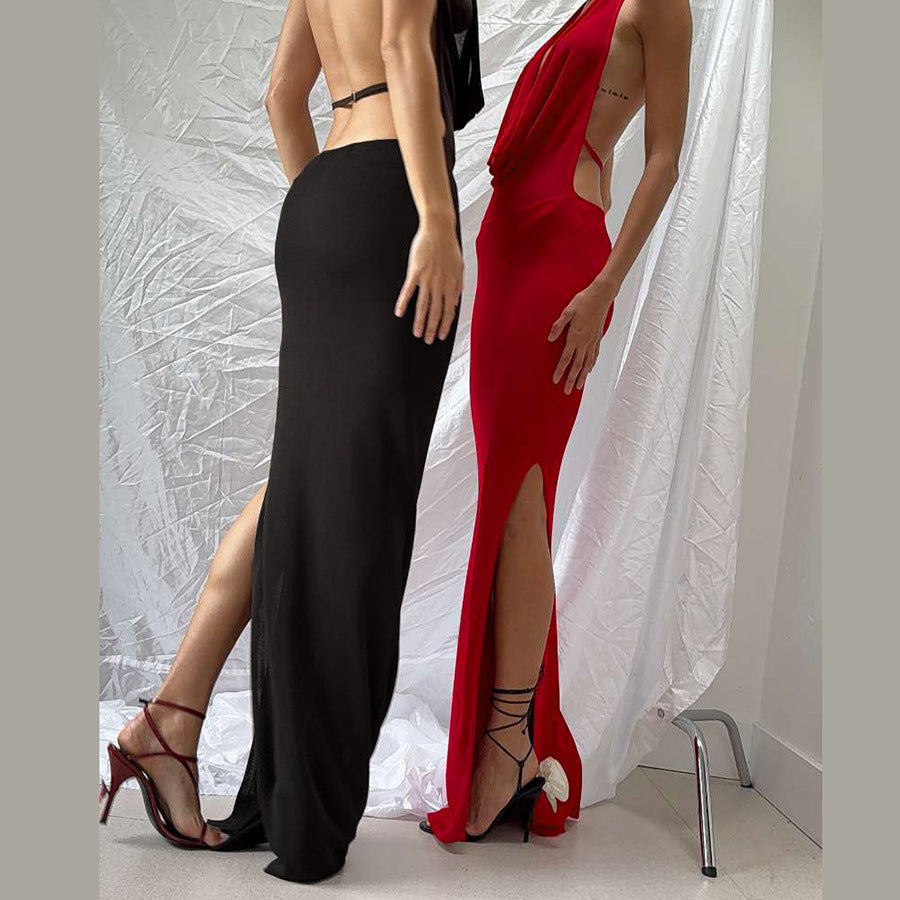 Wilian | Rückenfreies Kleid mit V-Ausschnitt