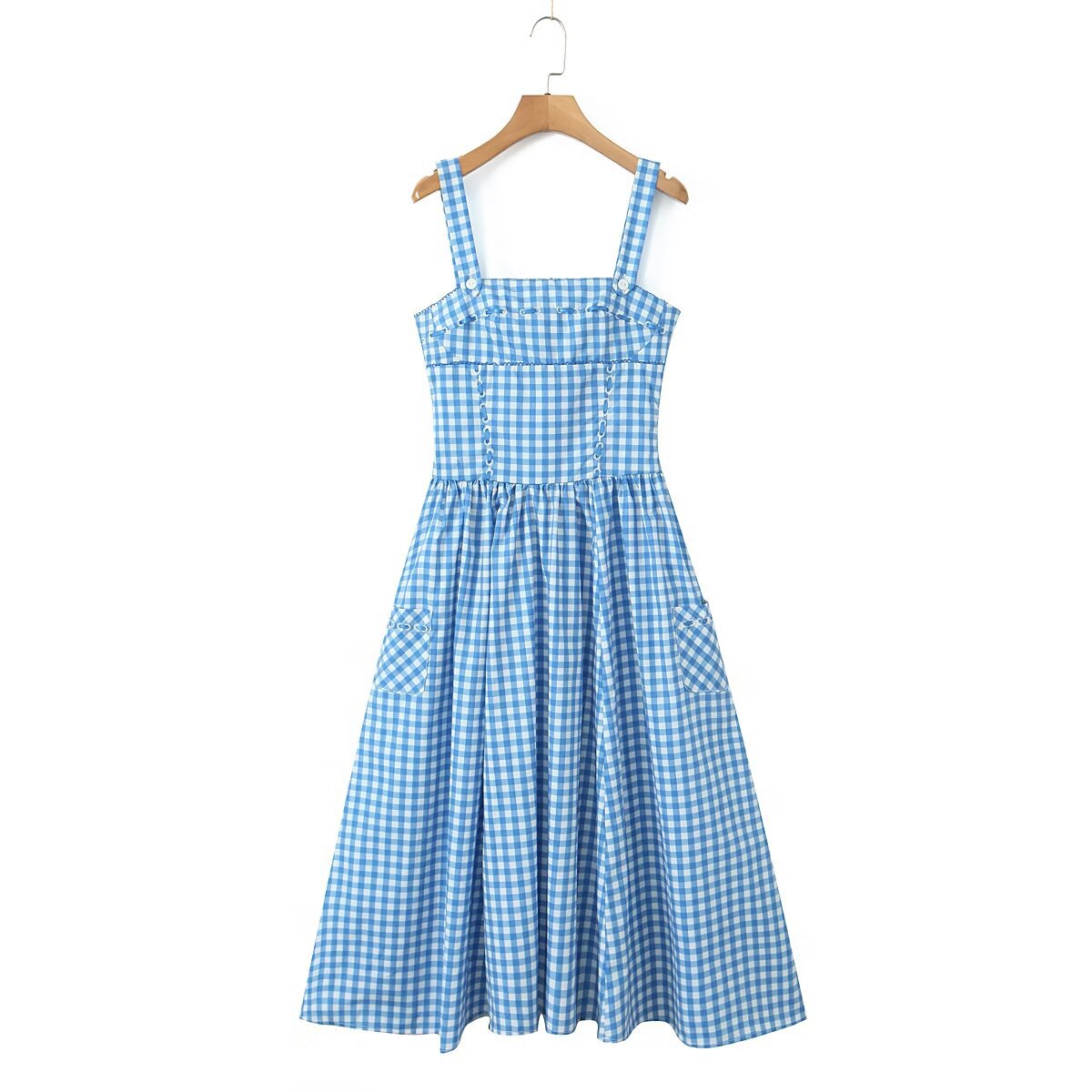 Jessica | Ärmelloses kariertes Midi-Sommerkleid