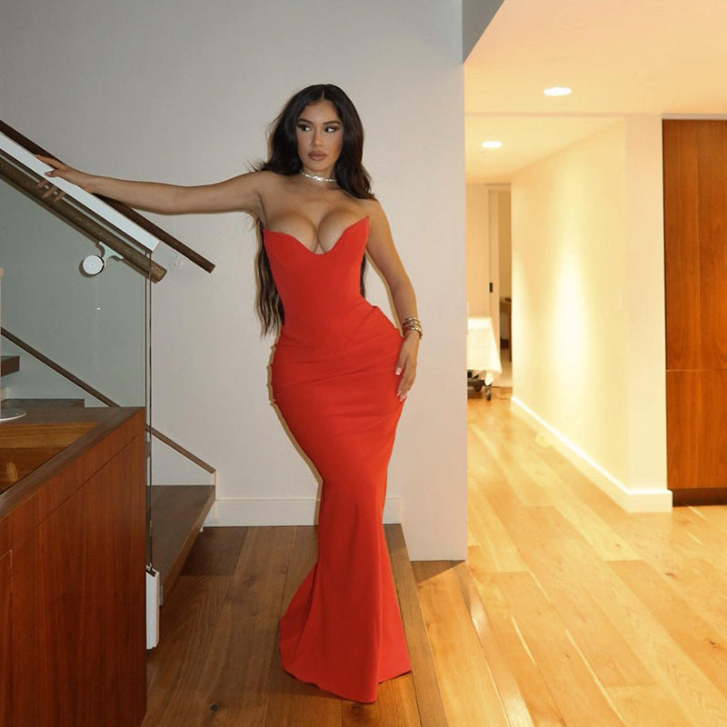 Jessie | Fish Bone Tube Top Fishtail Dress