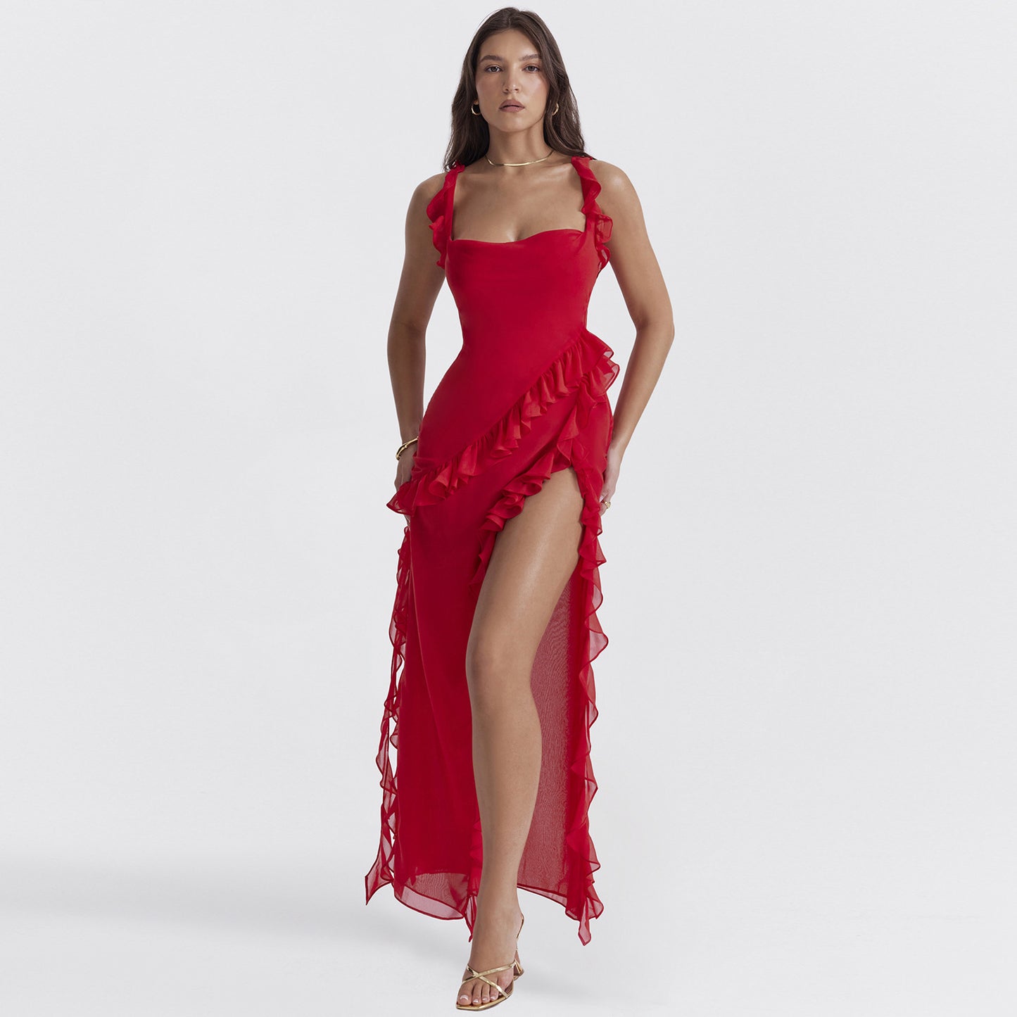 Siena | Ruffle Slit Maxi Dress