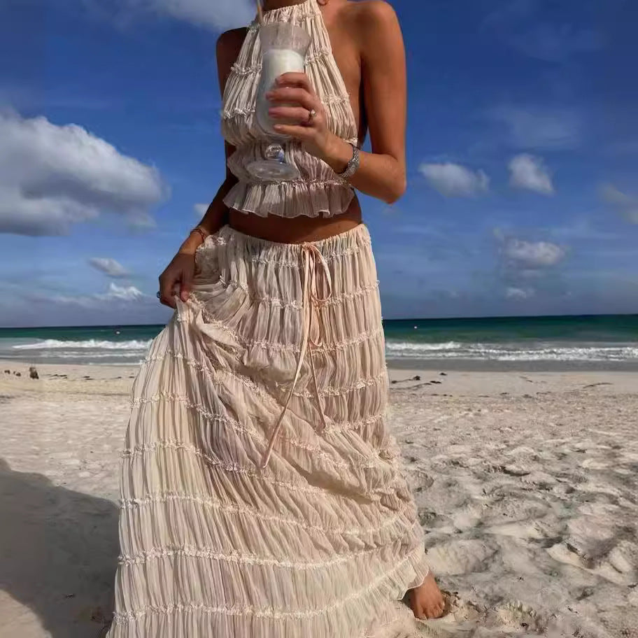 Naila Backless Pleated Set