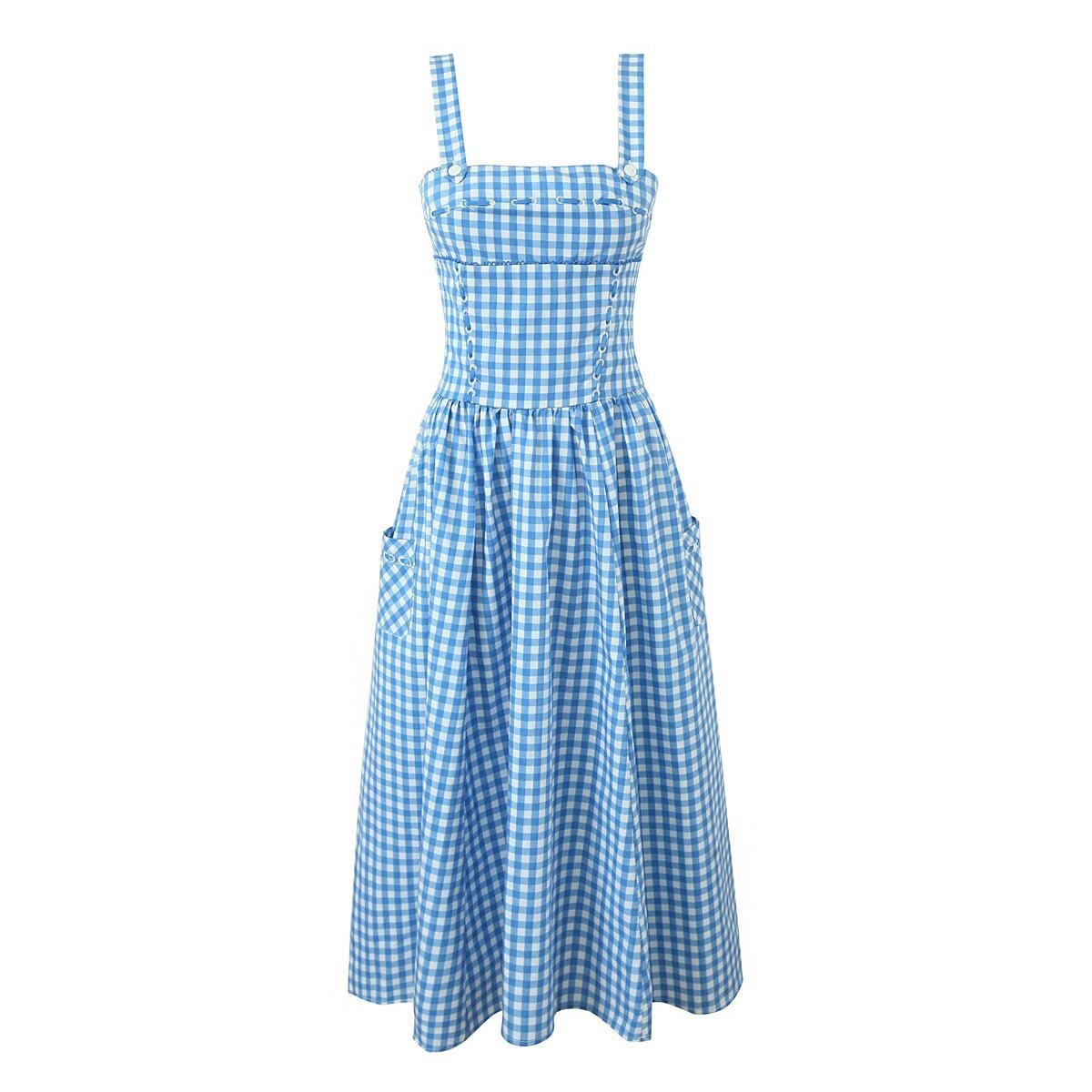 Jessica | Ärmelloses kariertes Midi-Sommerkleid