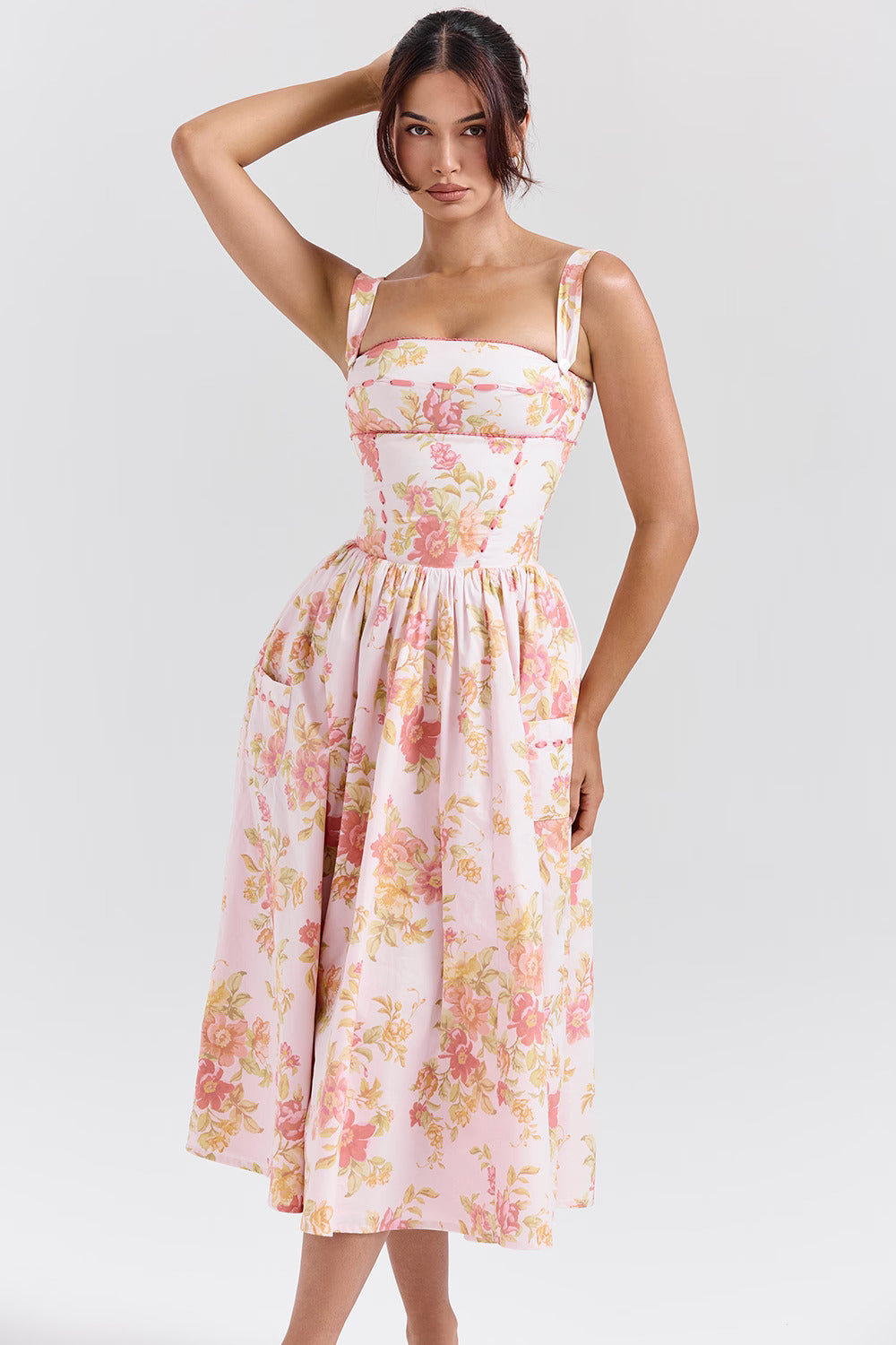 Jessica | Ärmelloses kariertes Midi-Sommerkleid
