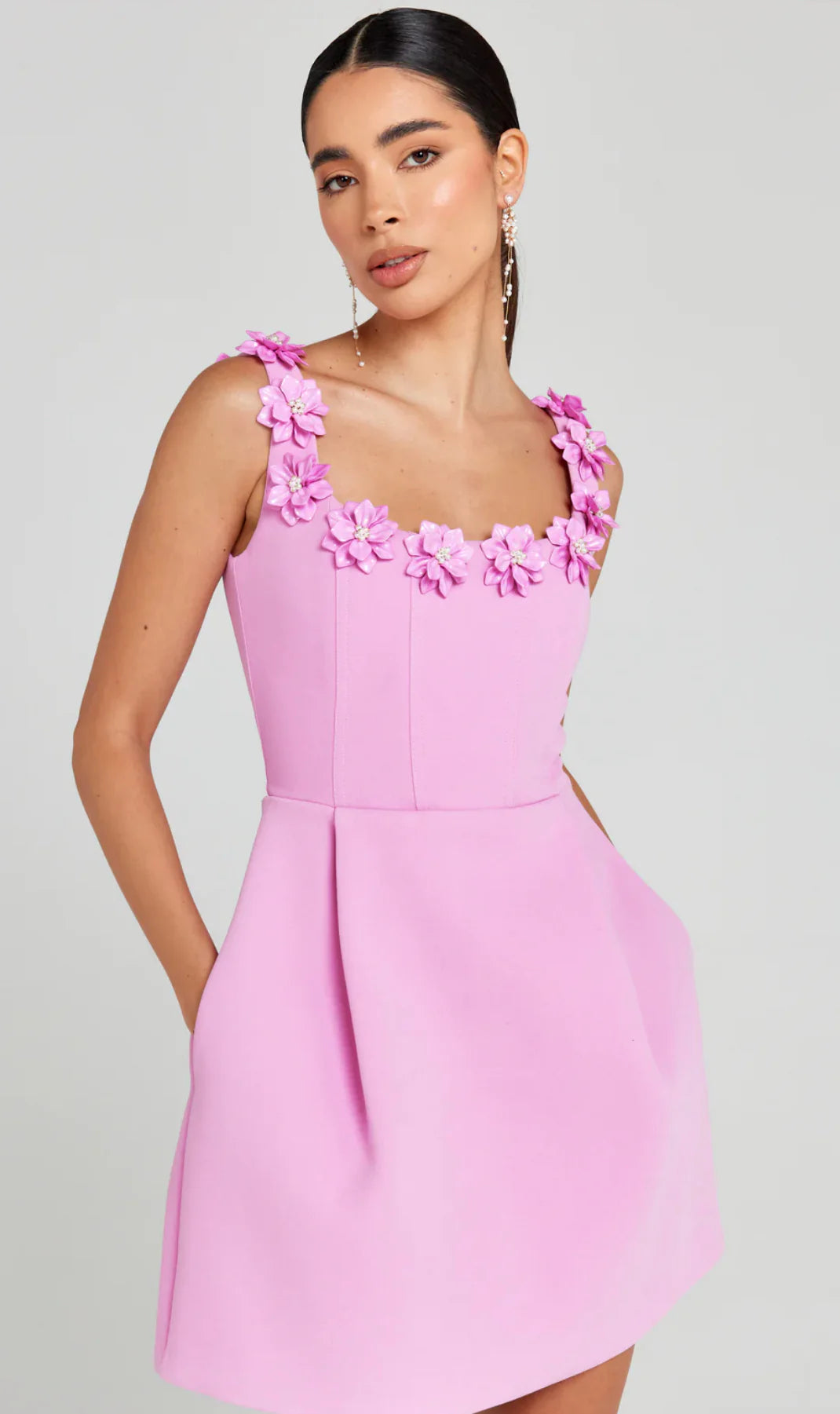 Cindy | Flower Pocketed Mini Dress