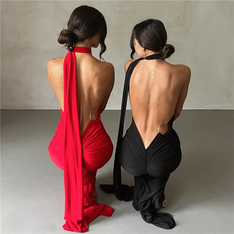 Eve | Backless Adjustable Scarf Loop Maxi Dress