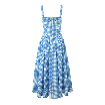 Jessica | Ärmelloses kariertes Midi-Sommerkleid