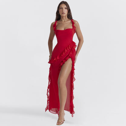 Siena | Ruffle Slit Maxi Dress