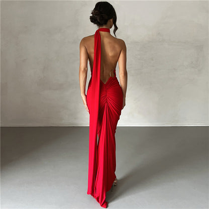 Eve | Backless Adjustable Scarf Loop Maxi Dress