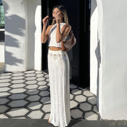 Crochet Tank Top And Maxi Skirt Set