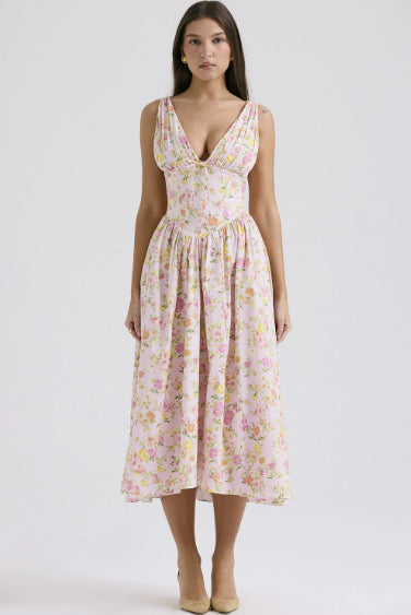Alura | Elegant Floral Summer Midi Dress