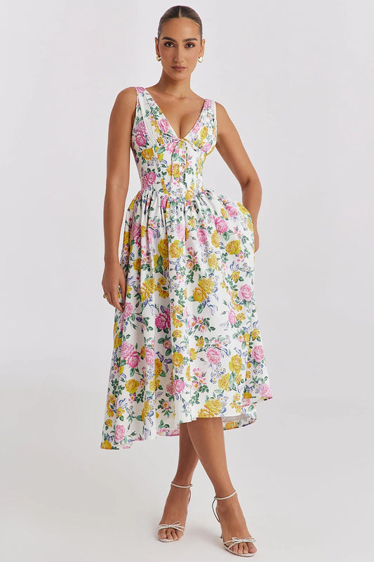 Alura | Elegantes florales Sommer-Midikleid