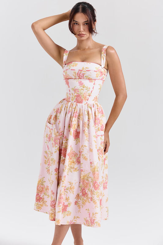 Jessica | Ärmelloses kariertes Midi-Sommerkleid
